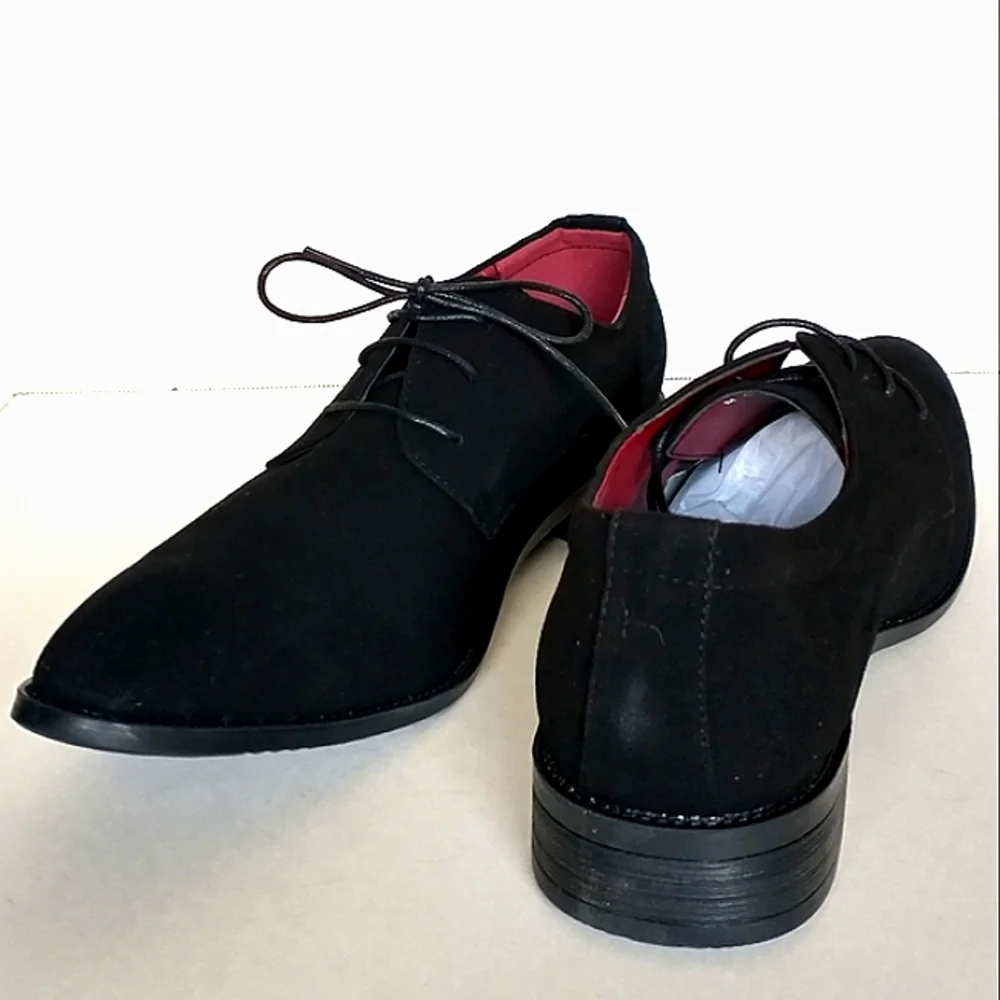 New w/Box Unbranded Men's Black Faux Suede Lace-Up Dress Oxfords Size EU 48